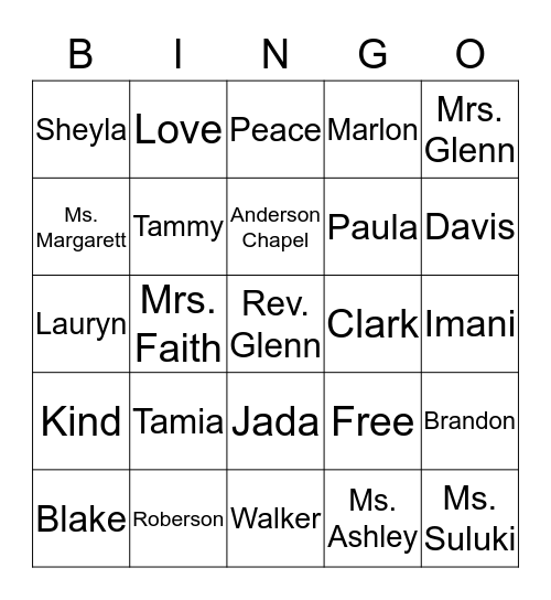 Tammy's Fun Board Bingo Card