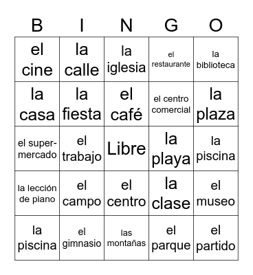Los Pasatiempos Bingo Card