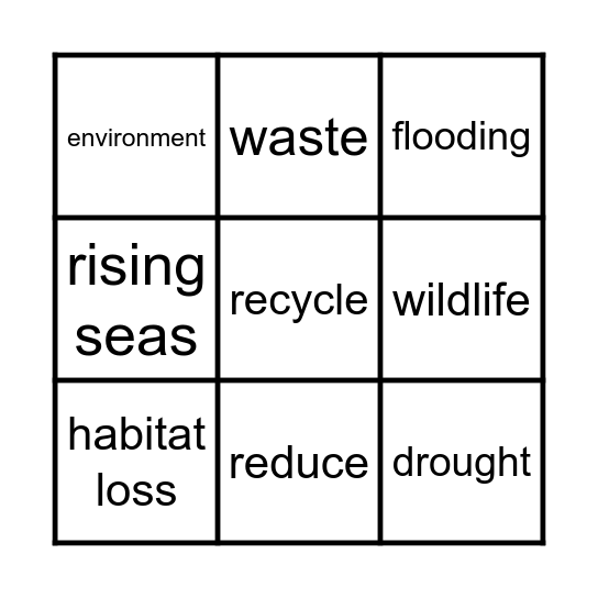 CLIMATE CHANGE Bingo Card