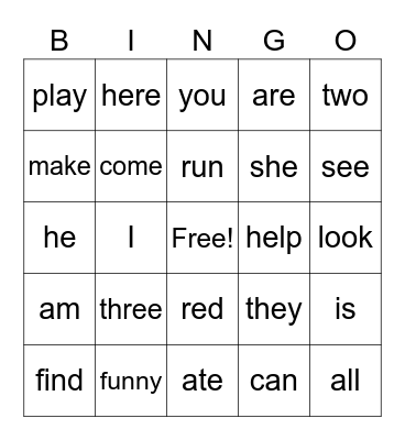 2nd Grade Sight Word List #3 Bingo Card