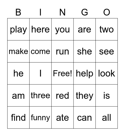 2nd Grade Sight Word List #3 Bingo Card