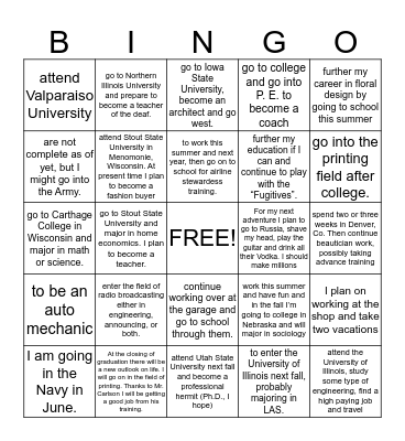 Who said these Senior Farewells......   I plan to: Bingo Card