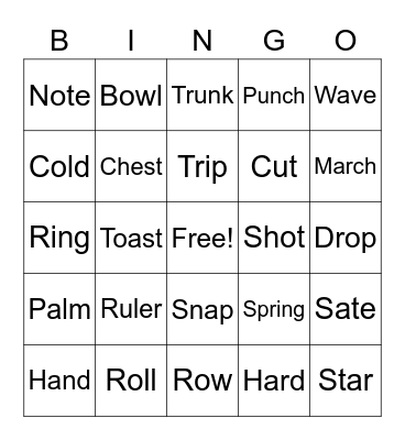 Multiple Meaning Words Bingo Card