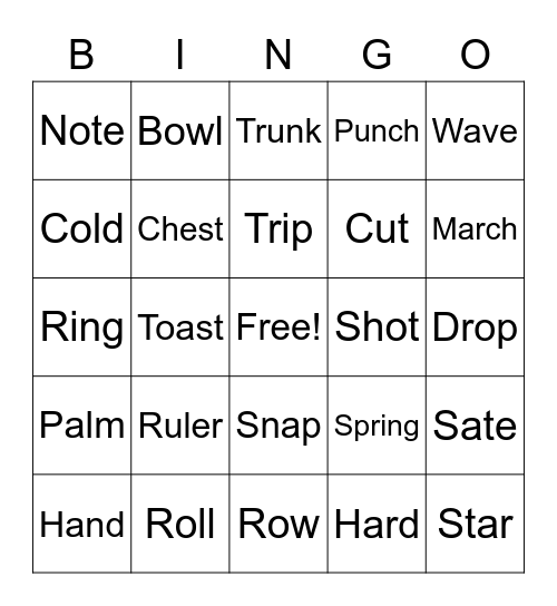 Multiple Meaning Words Bingo Card