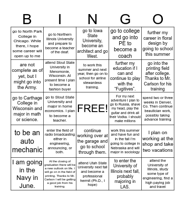Who said these Senior Farewells......   I plan to: Bingo Card