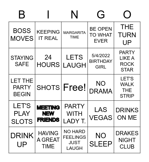 NEW BEGININGS Bingo Card