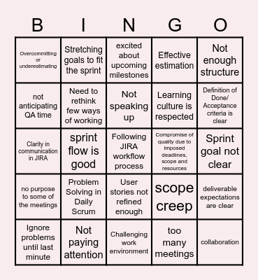 Retrospective Bingo Card