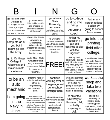 Who said these Senior Farewells......   I plan to: Bingo Card