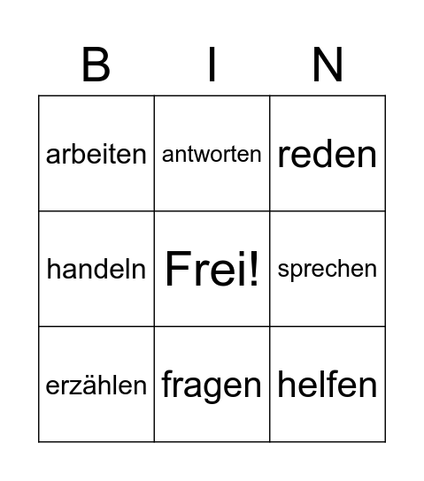 Verben mit Präpositionen Bingo Card