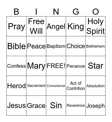 OLMC CCD 2B Bingo Card
