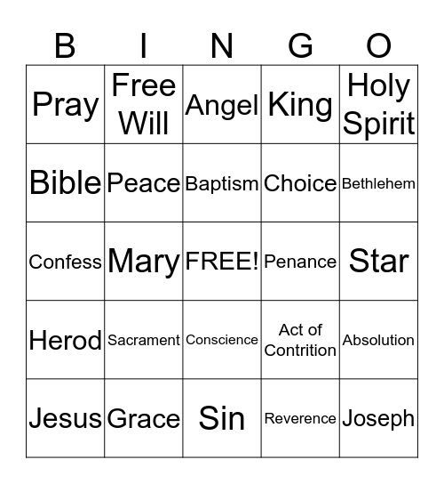 OLMC CCD 2B Bingo Card