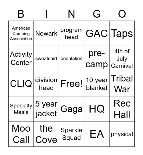 Catching Up With Camp Weequahic 2022 Bingo Card