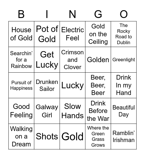 Music Bingo 124 Bingo Card
