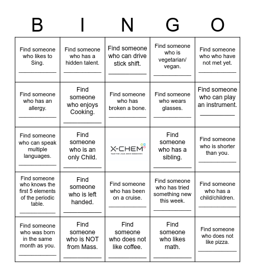 Find someone who Bingo Card