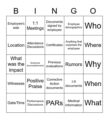 Feedback & Documentation Bingo Card