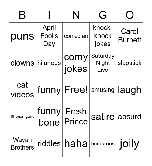 Humor Bingo Card