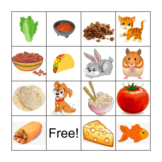 Mascotas y Comida Bingo Card