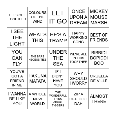 DISNEY 2022 Bingo Card