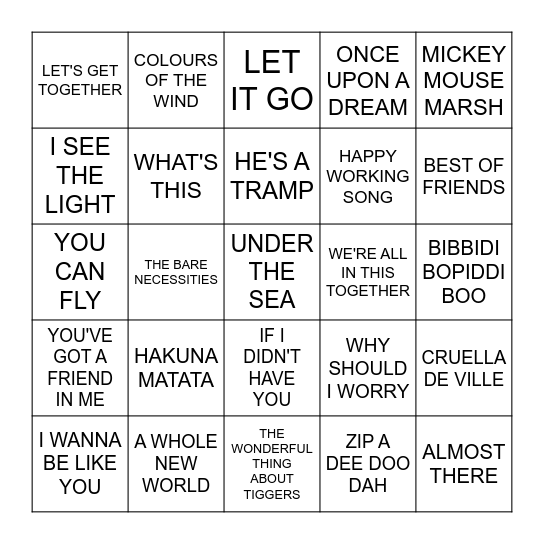 DISNEY 2022 Bingo Card