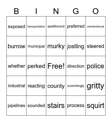 Missed Words Bingo Card