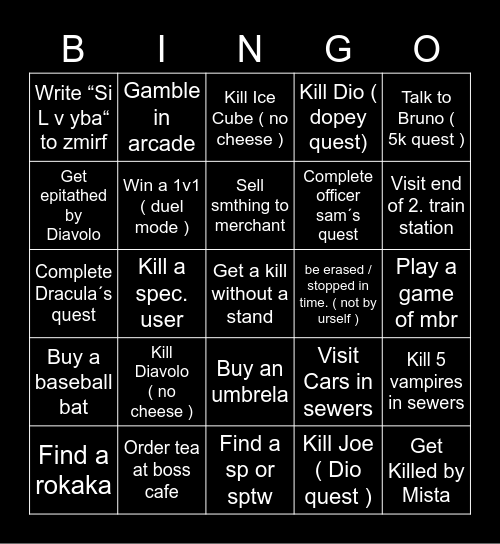 Yba Bingo / Lockoutrace Bingo Card