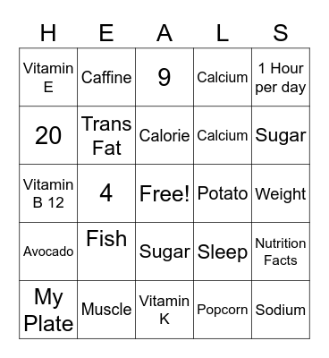 HEALS BINGO Card