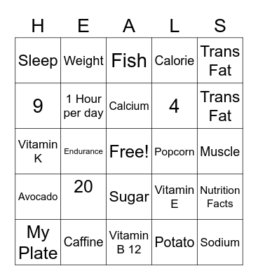 HEALS BINGO Card
