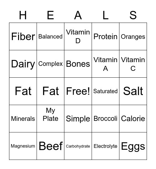 HEALS BINGO Card