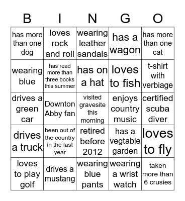family bingo Card