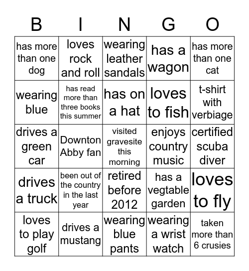 family bingo Card