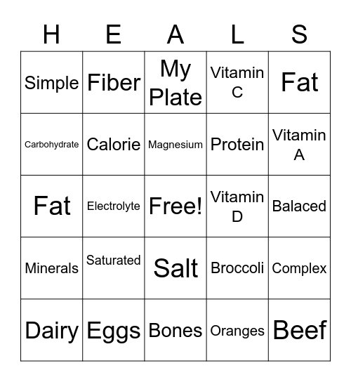 HEALS BINGO Card