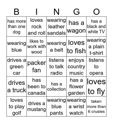 family bingo Card