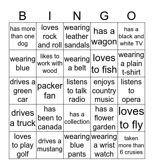 family bingo Card