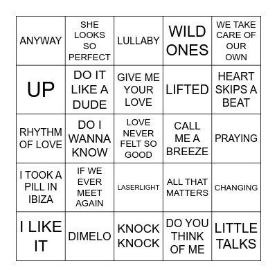 Hits Of The 2010s Bingo Card