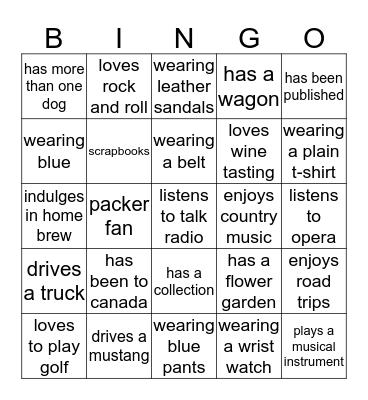 family bingo Card