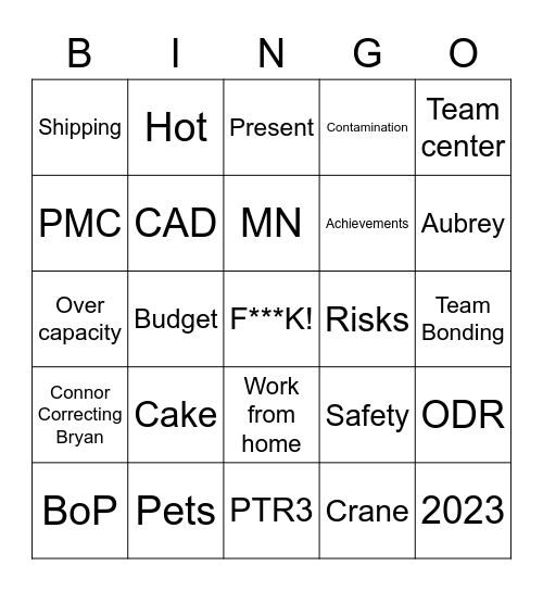 ASML Bingo Week 10.4 Bingo Card