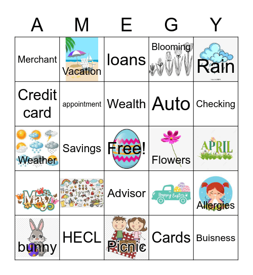 Amegy Spring Bingo Card