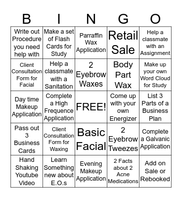 Eshethics Bingo Card