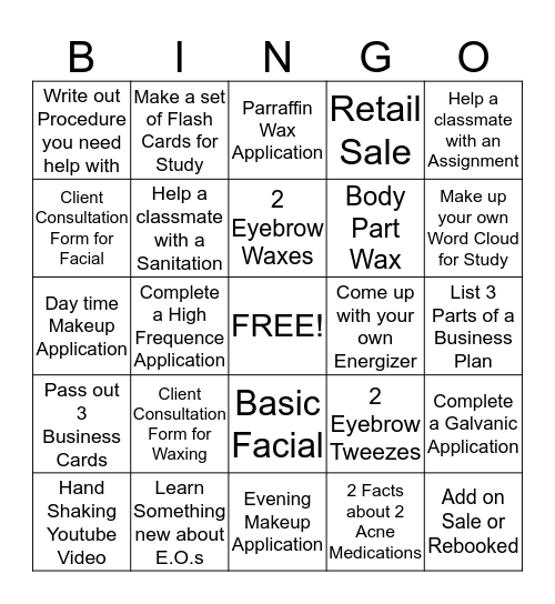 Eshethics Bingo Card