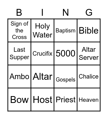 Getting Ready for First Communion 2023 Bingo Card