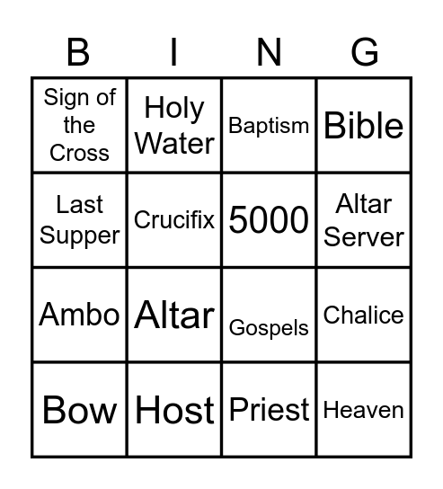 Getting Ready for First Communion 2023 Bingo Card