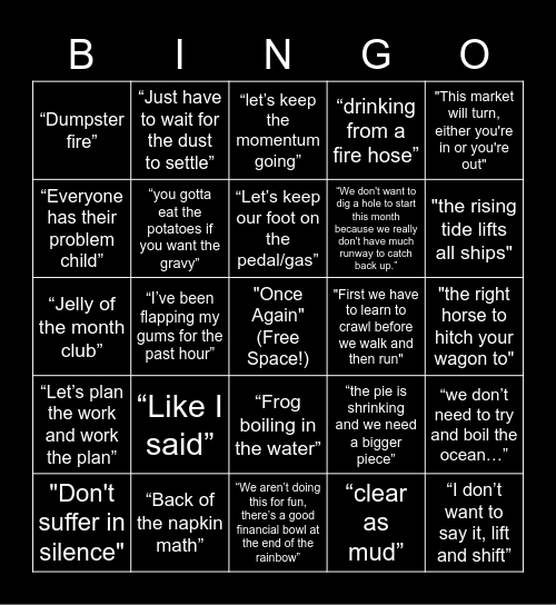 Brad Bingo! Bingo Card