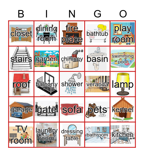 Casa e objetos #1 Bingo Card