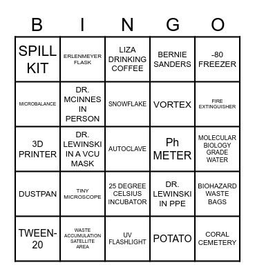 LEWINSKY LAB Bingo Card