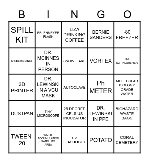 LEWINSKY LAB Bingo Card