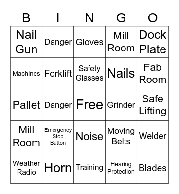 SAFETY BINGO Card