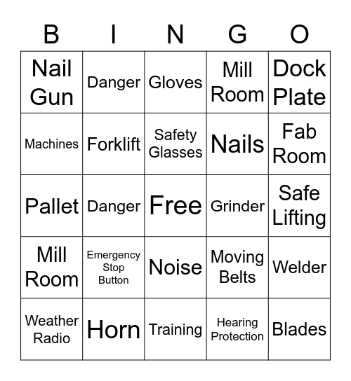 SAFETY BINGO Card