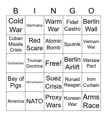 The Cold War Bingo Card