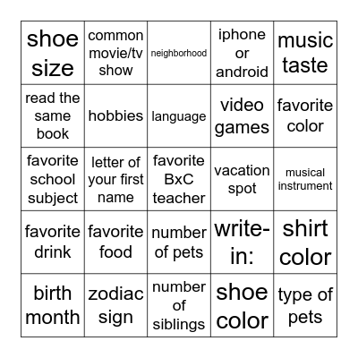 COMMON GROUND BINGO Card