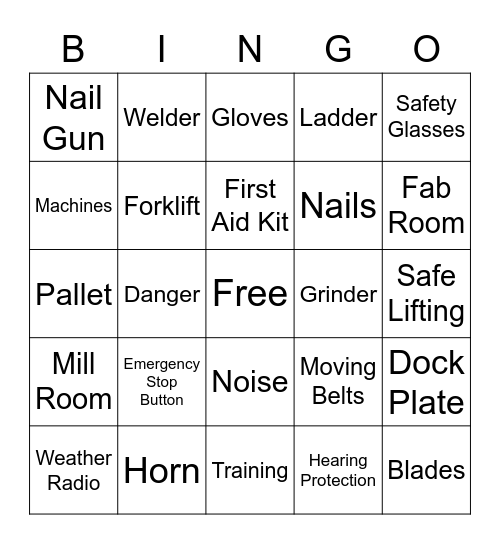 SAFETY BINGO Card